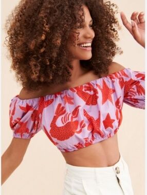 Farm Rio Lobster Sky Crop Top